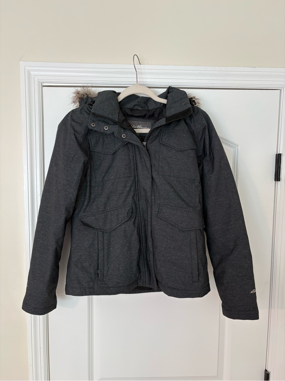 Eddie Bauer Down Puffer Jacket with Faux-Fur Hood